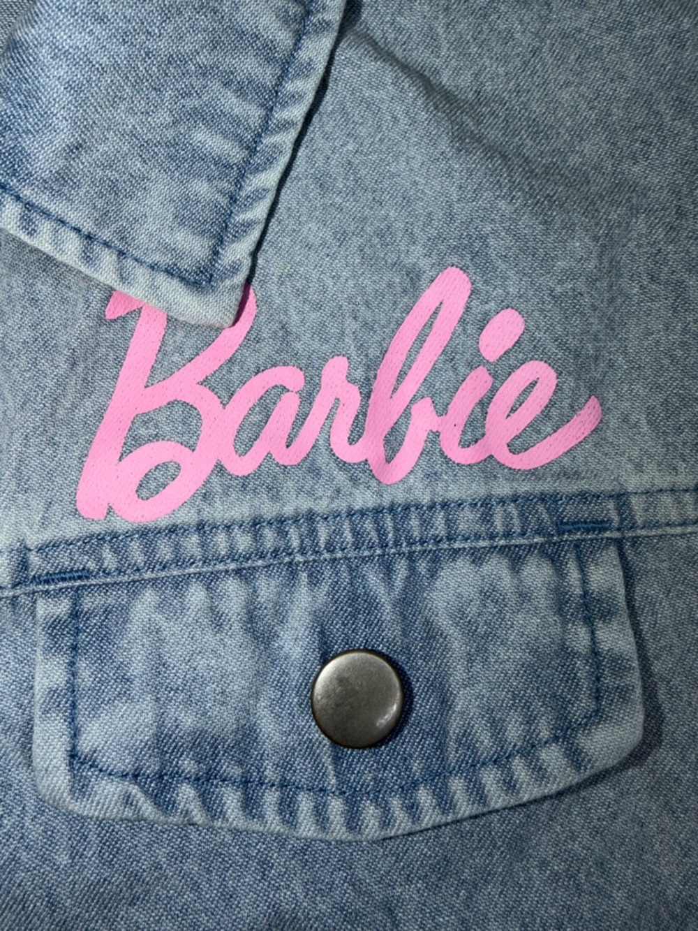 Barbie Light Blue Denim Shirt with Pink Logo - Picture 6 of 9